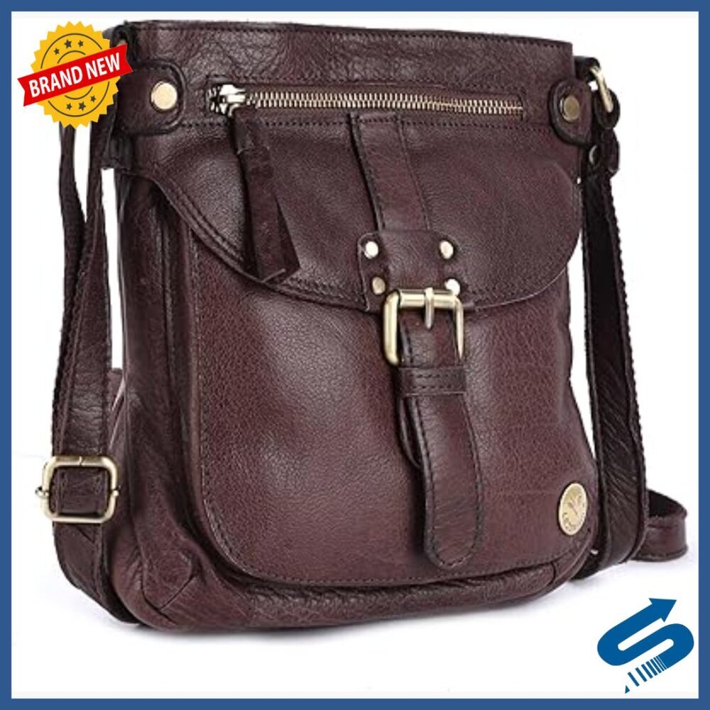Small Leather Crossbody Bag with Adjustable Strap and Multiple Pockets